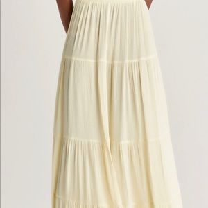 Pastel yellow elastic waist boho ribbed skirt - small